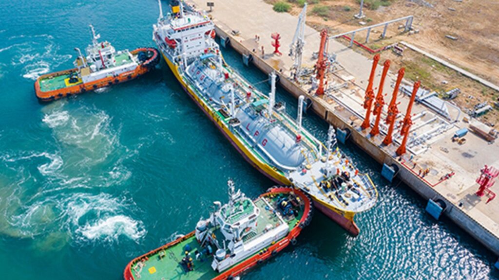 LPG vessel docking at Hambantota International Port