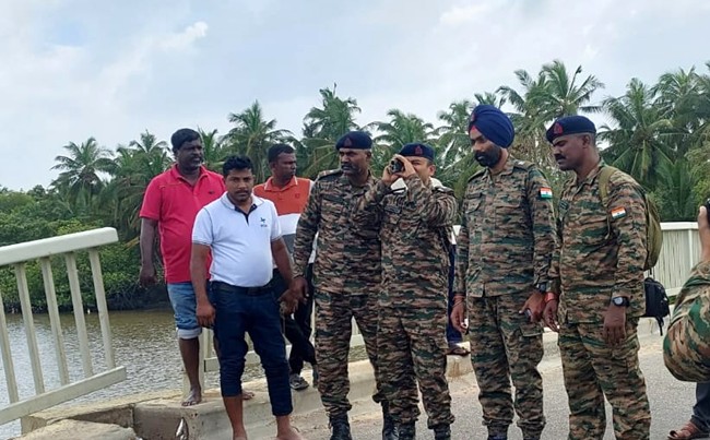 Indian army engineers begin repairing cyclone-damaged bridge in Sri Lanka